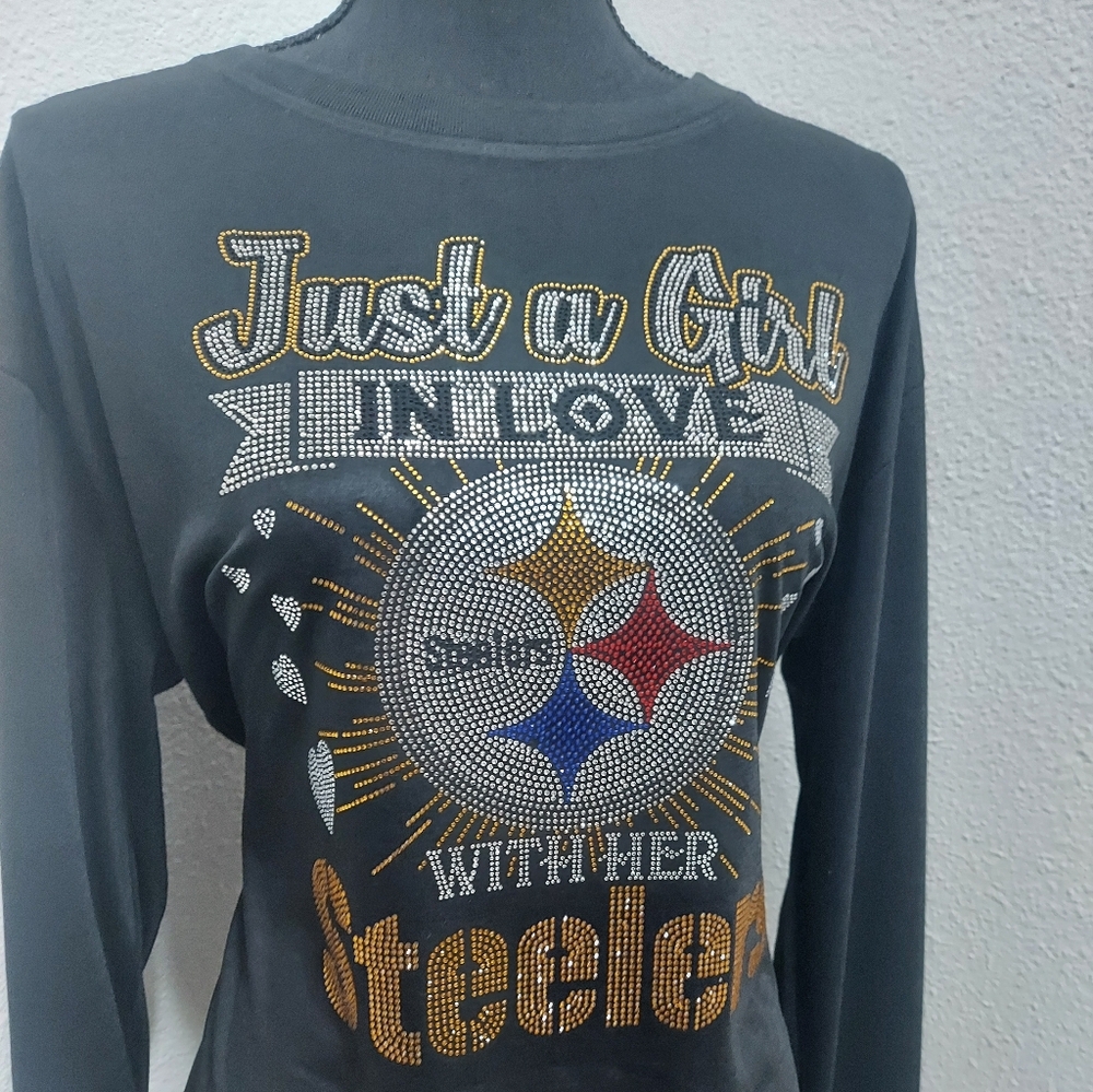 Steelers Women's Black Long Sleeve Top